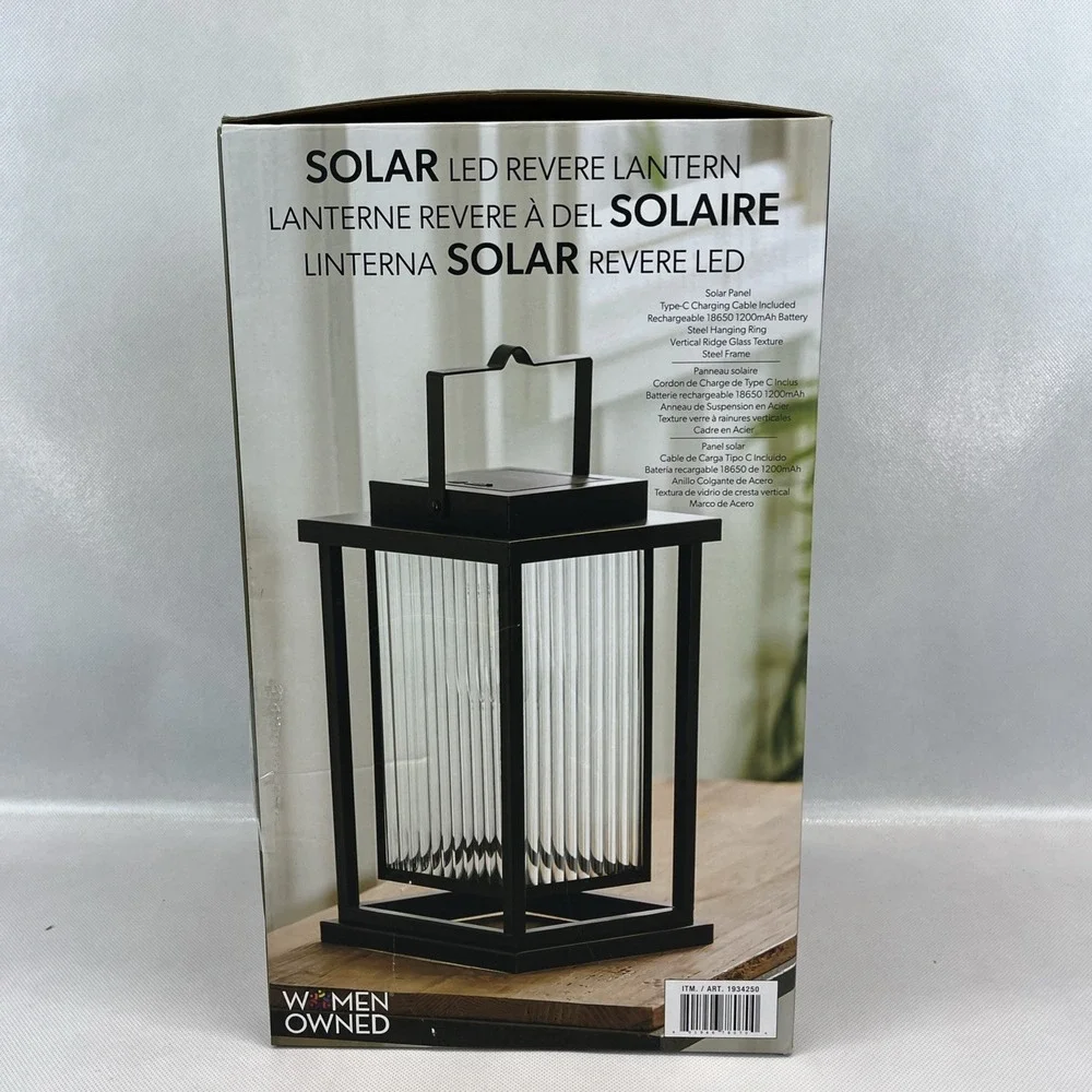 NEW Evergreen Solar LED Revere Lantern USB-C Rechargeable Outdoor Hanging Light